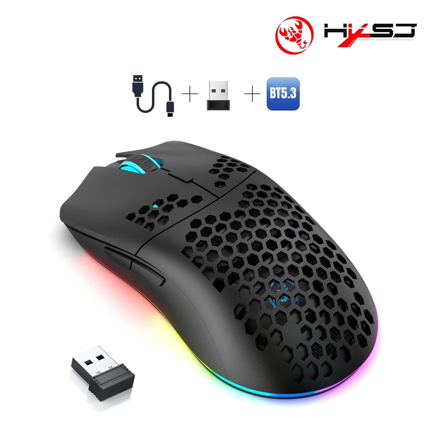 HXSJ T66 gaming wireless mouse RGB