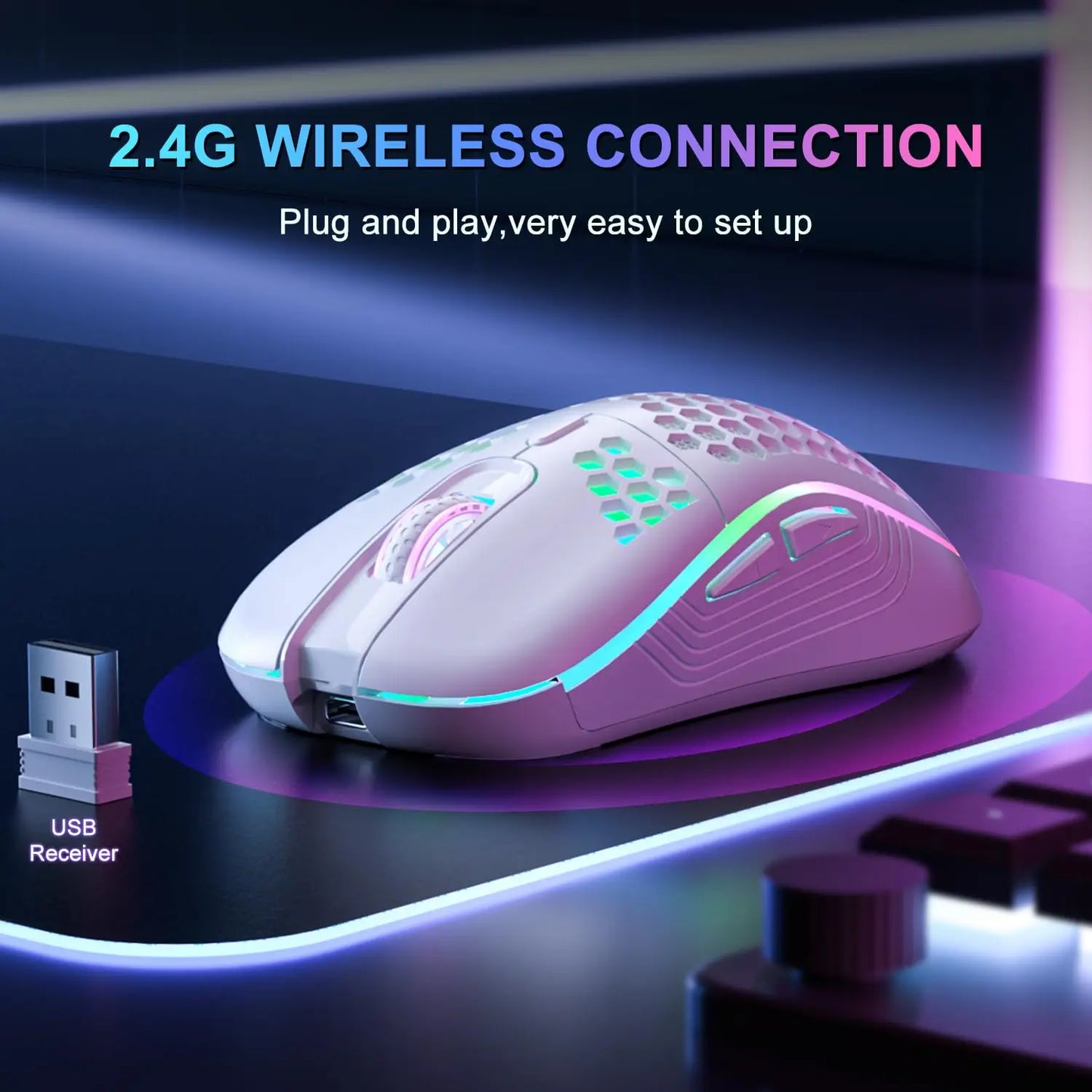 2.4G Wireless Mouse with RGB Gaming Mouse